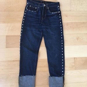 Zara Dark Wash Jeans with Pearl Accent